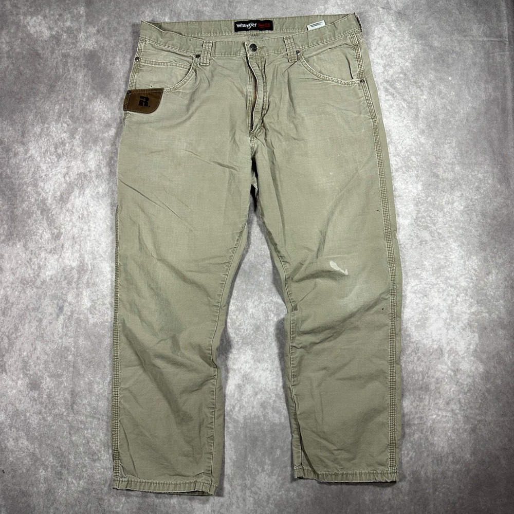 Wrangler Riggs Workwear Mens 38x30 Khaki Ripstop Ranger Cargo Pants Utility Work
